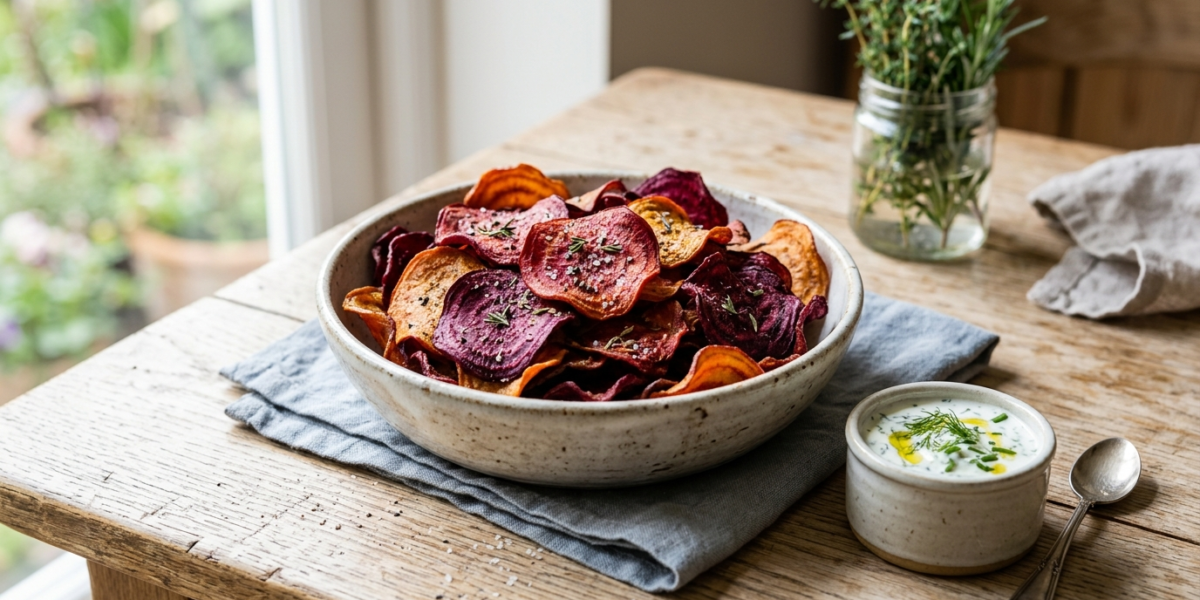 Chips de betterave maison sans gluten ni œuf