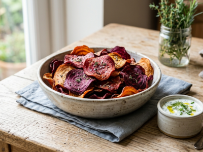 Chips de betterave maison sans gluten ni œuf