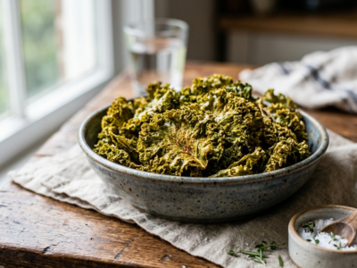 Chips de chou kale sans gluten et sans lactose