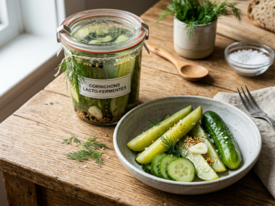 Concombres lacto-fermentés sans gluten