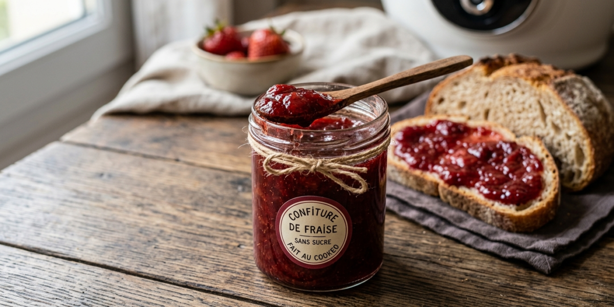 Confiture de fraise sans sucre réalisée au Cookeo