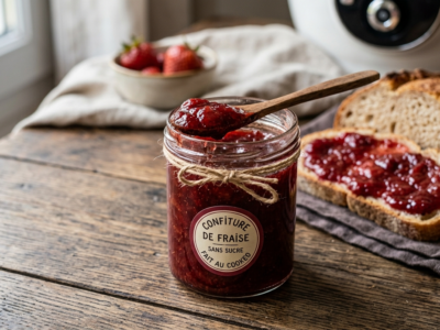 Confiture de fraise sans sucre réalisée au Cookeo