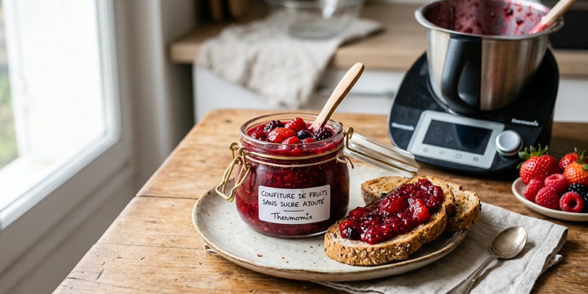 Confiture de fruits sans sucre ajoutée réalisée au Thermomix