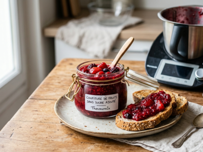Confiture de fruits sans sucre ajoutée réalisée au Thermomix