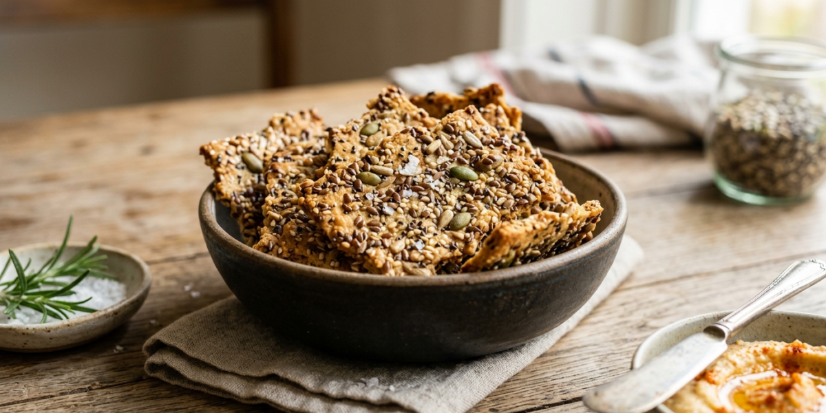 Crackers aux graines sans gluten, sans œuf et sans lactose