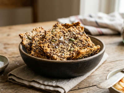 Crackers aux graines sans gluten, sans œuf et sans lactose