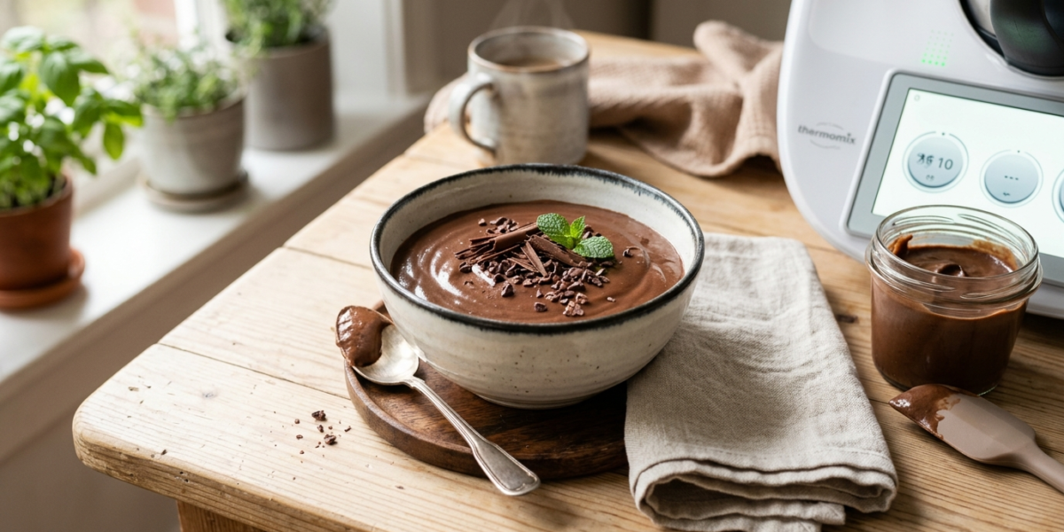 Crème dessert au chocolat sans lactose réalisée au Thermomix