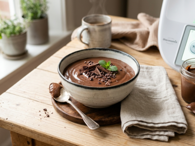 Crème dessert au chocolat sans lactose réalisée au Thermomix