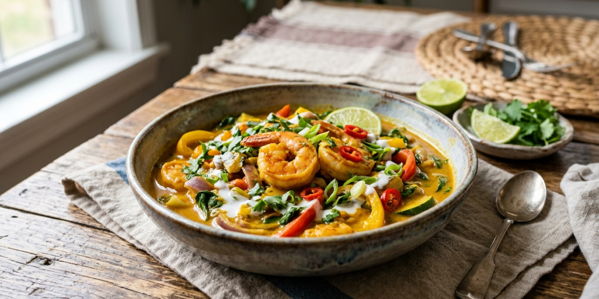 Curry de crevettes au lait de coco Whole30 sans gluten