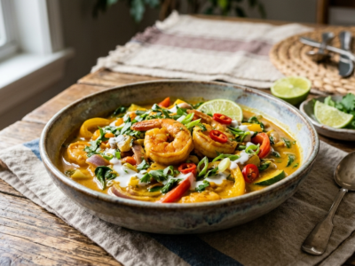 Curry de crevettes au lait de coco Whole30 sans gluten