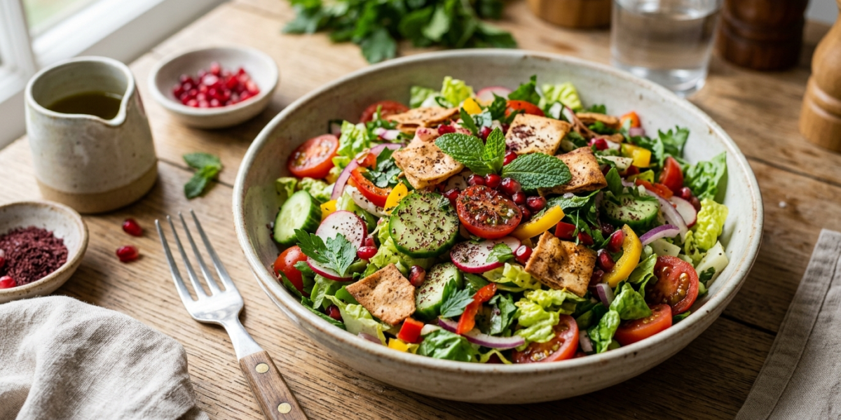 Fattoush sans gluten : salade libanaise fraîche et croquante