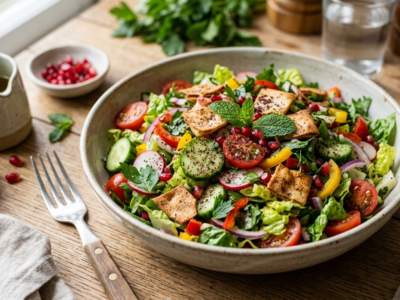 Fattoush sans gluten : salade libanaise fraîche et croquante
