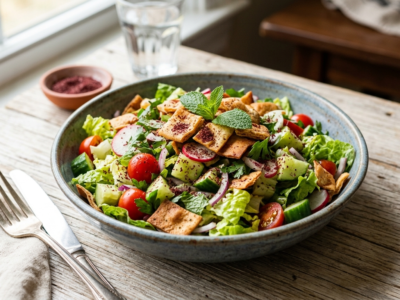 Fattoush sans lactose – Salade libanaise fraîche et croquante