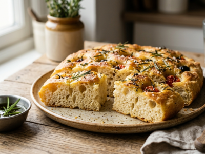 Focaccia sans gluten et sans lactose moelleuse