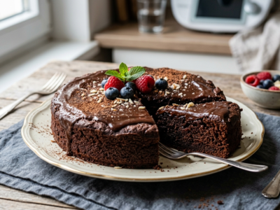 Gâteau au chocolat sans gluten réalisé au Thermomix