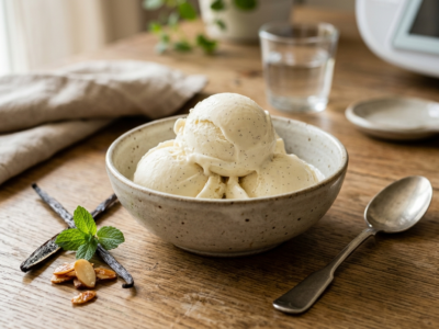 Glace sans lactose à la vanille préparée au Thermomix