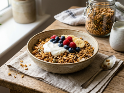 Granola crunchy sans gluten et sans fruits à coque