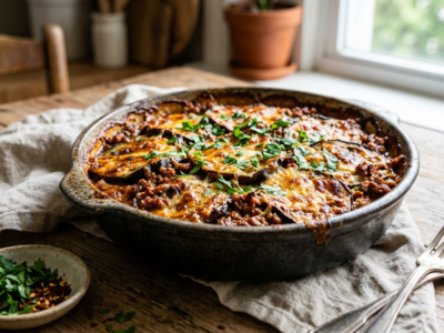 Gratin d&rsquo;aubergines à la viande compatible Whole30 sans lactose