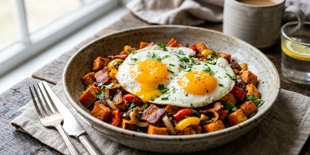Hash de patate douce aux œufs Whole30 et sans gluten