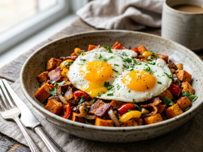 Hash de patate douce aux œufs Whole30 et sans gluten