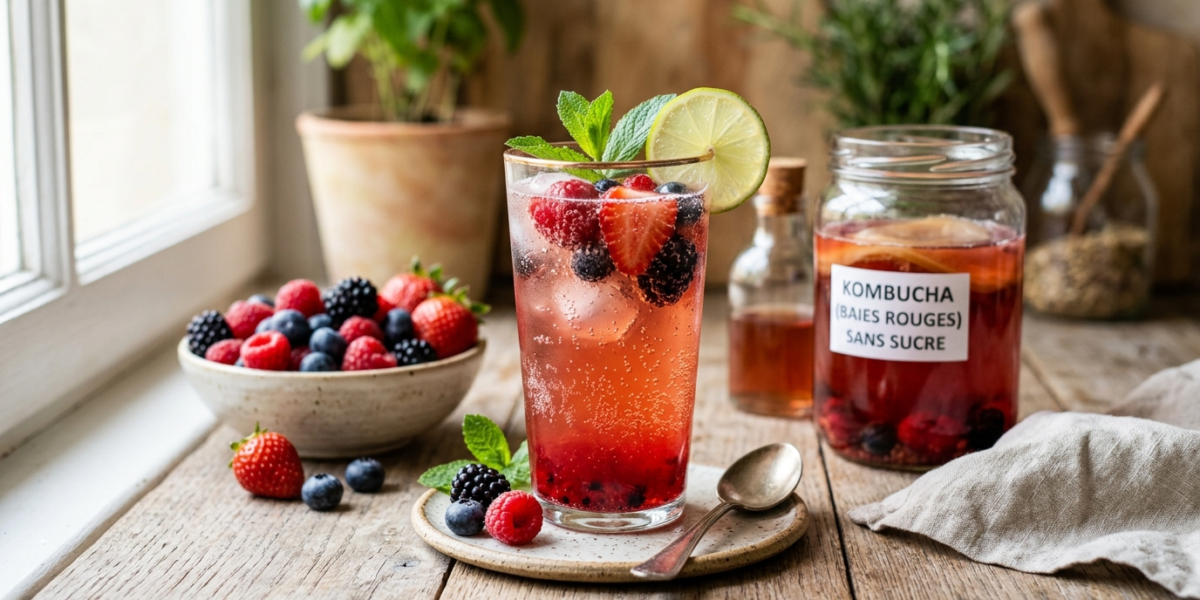 Kombucha aux fruits rouges sans sucre ajouté