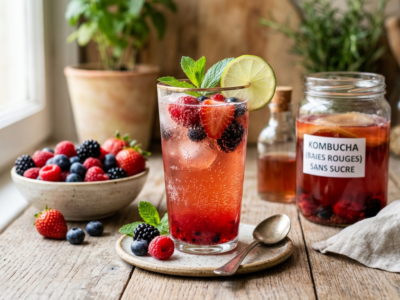 Kombucha aux fruits rouges sans sucre ajouté