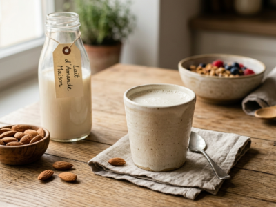 Lait d&rsquo;amande maison sans lactose et sans gluten