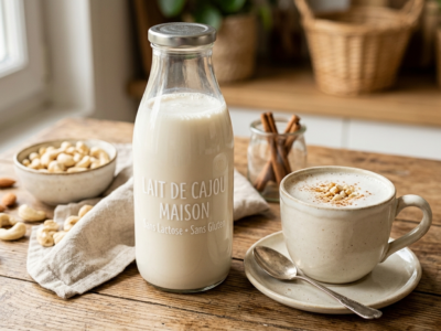 Lait de cajou maison sans lactose et sans gluten