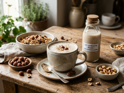 Lait de noisette maison sans gluten et sans lactose