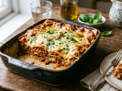Lasagnes sans gluten savoureuses à la bolognaise et béchamel maison