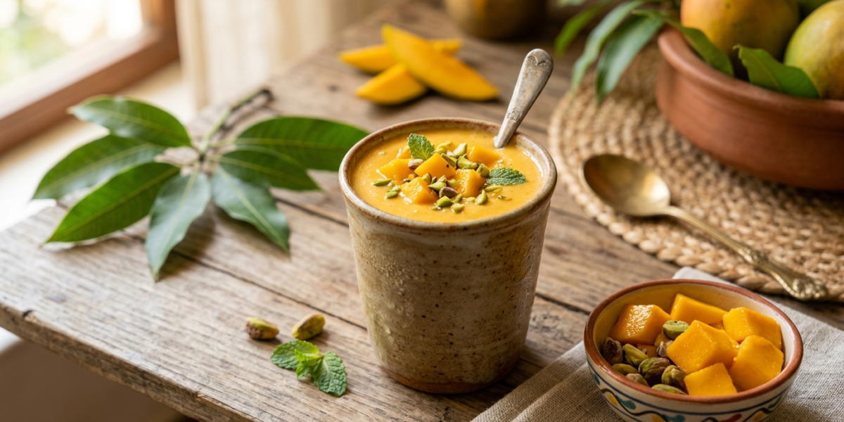Lassi à la mangue sans lactose, boisson rafraîchissante indienne