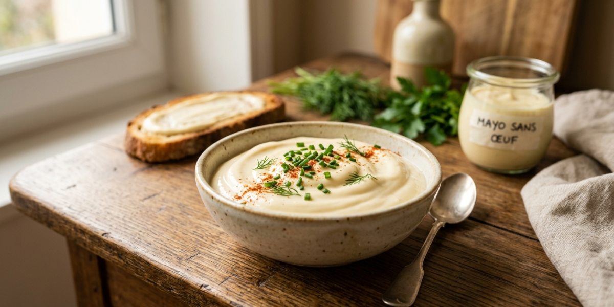 Mayonnaise sans œuf réalisée au Thermomix