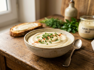 Mayonnaise sans œuf réalisée au Thermomix
