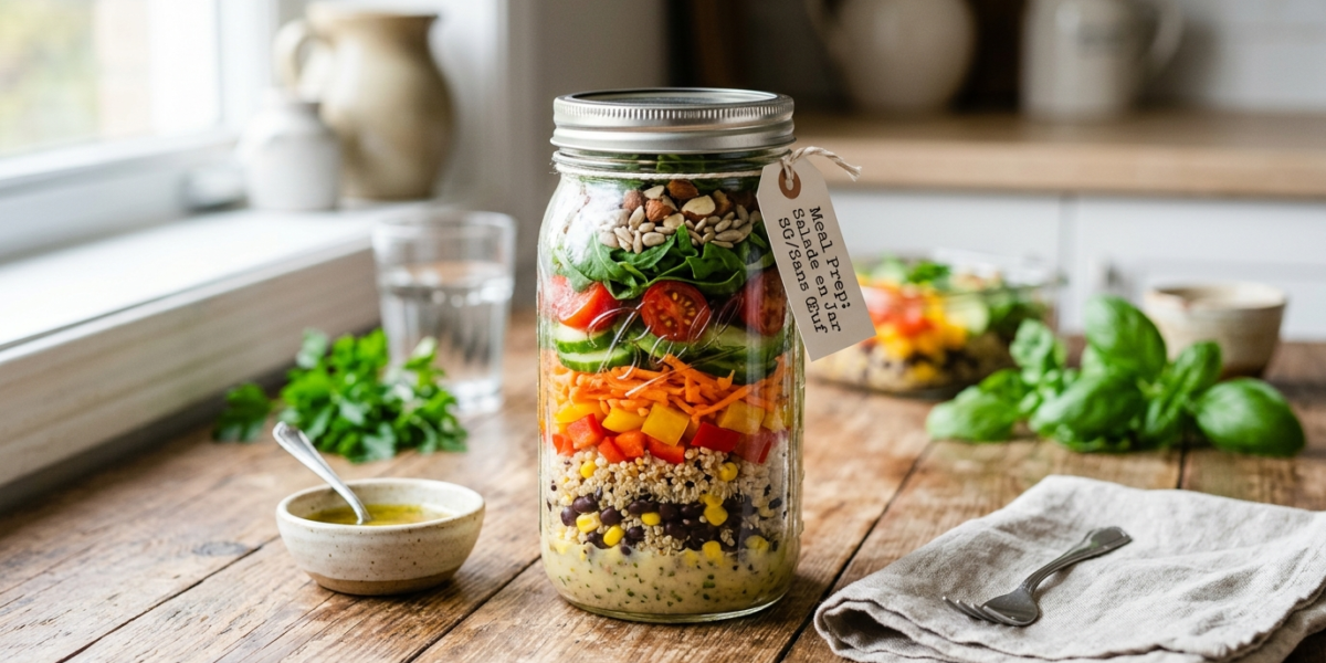 Meal Prep Salade en Jar Sans Gluten et Sans Œuf