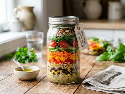 Meal Prep Salade en Jar Sans Gluten et Sans Œuf