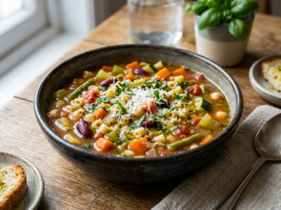 Minestrone sans gluten : soupe italienne traditionnelle et savoureuse