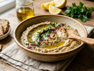 Moutabbal sans sésame et sans gluten – Purée d&rsquo;aubergines grillées