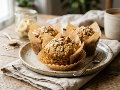 Muffins banane sans gluten, sans lactose et sans œuf