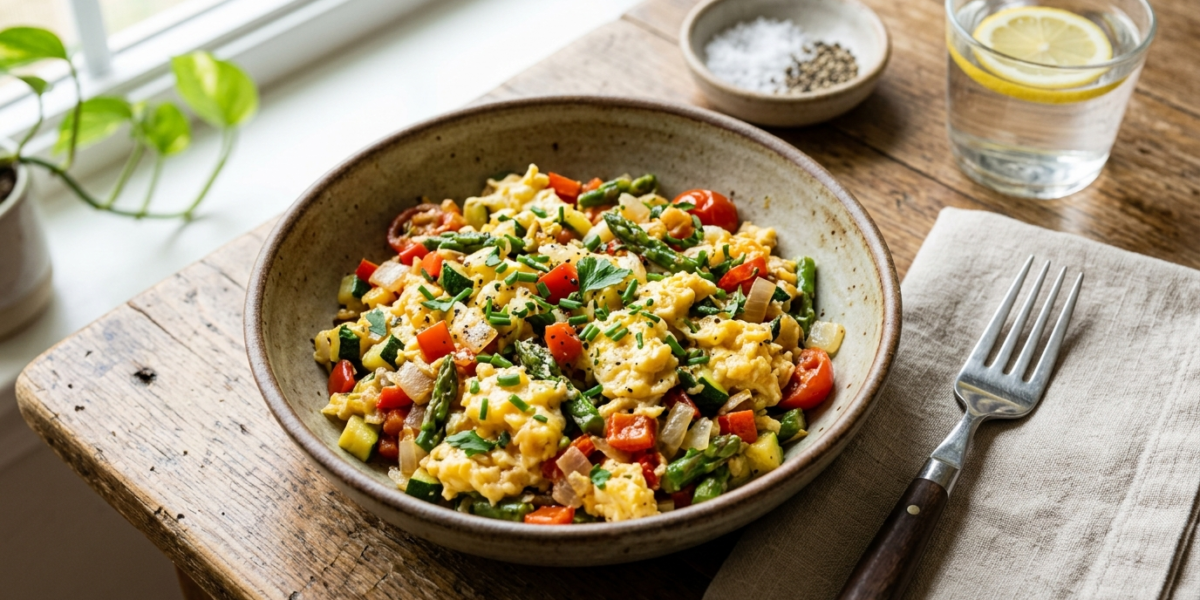 Œufs brouillés aux légumes Whole30 sans lactose