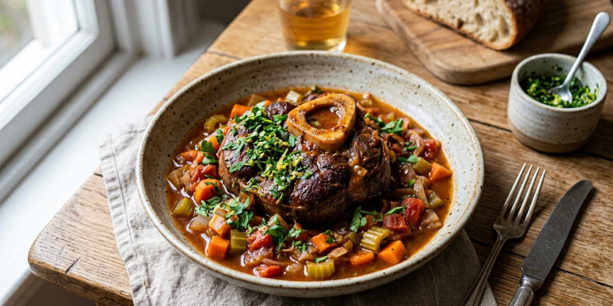 Osso Buco sans lactose – Jarret de veau mijoté aux légumes