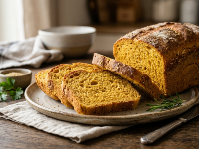Pain au curcuma sans gluten préparé à la machine à pain