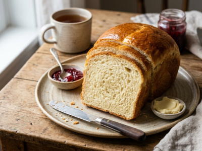 Pain au lait sans lactose réalisé à la machine à pain