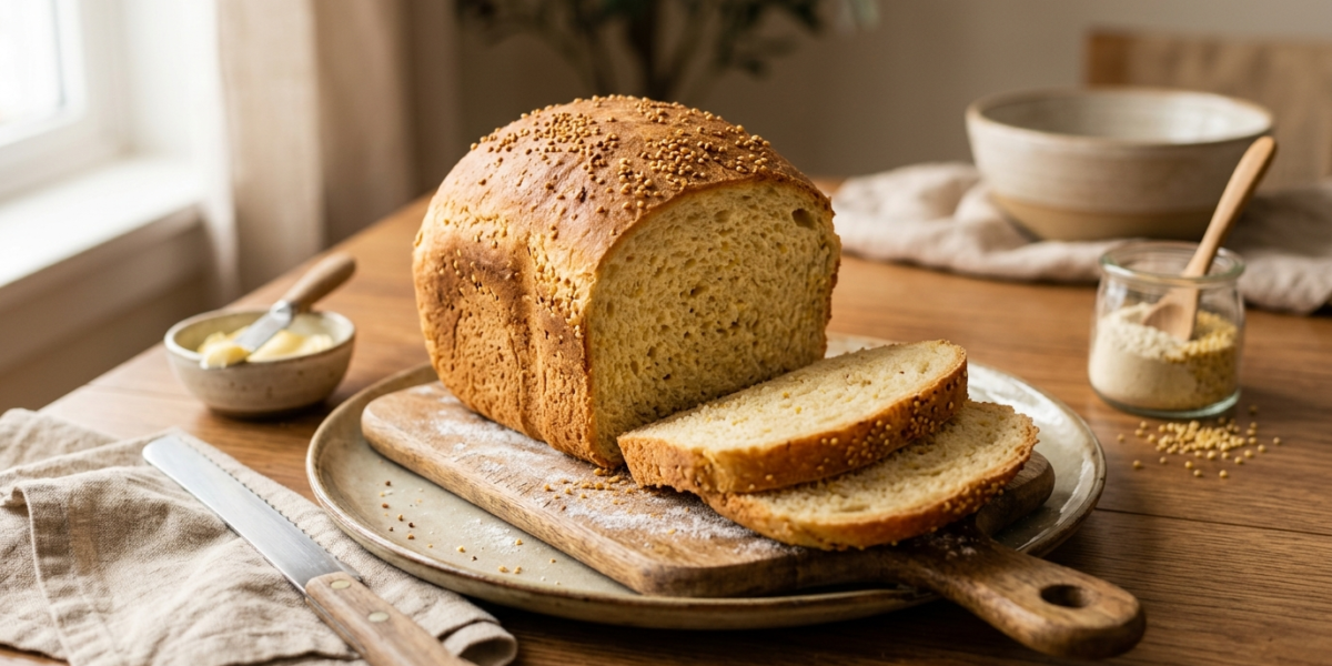 Pain au millet sans gluten réalisé à la machine à pain