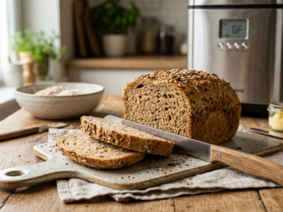 Pain complet sans gluten réalisé à la machine à pain