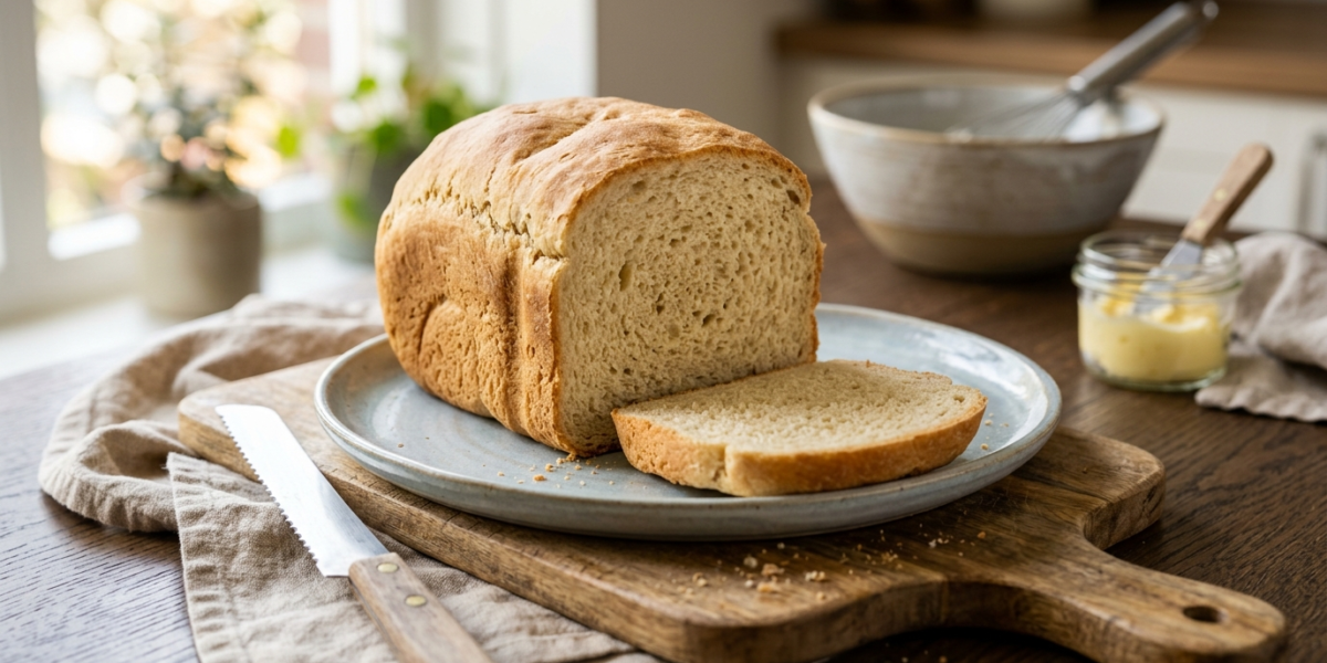 Pain de mie sans gluten et sans lactose préparé à la machine à pain