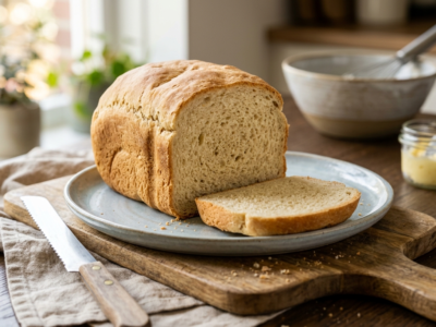 Pain de mie sans gluten et sans lactose préparé à la machine à pain