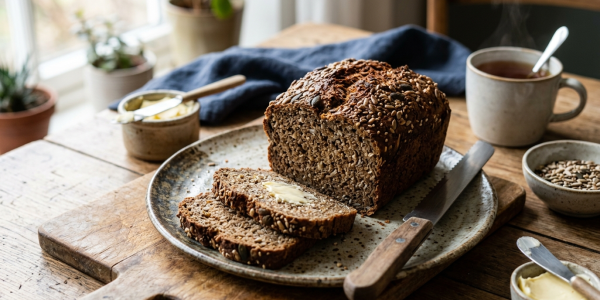 Pain nordique sans gluten préparé à la machine à pain
