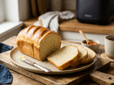 Pain viennois sans lactose préparé à la machine à pain