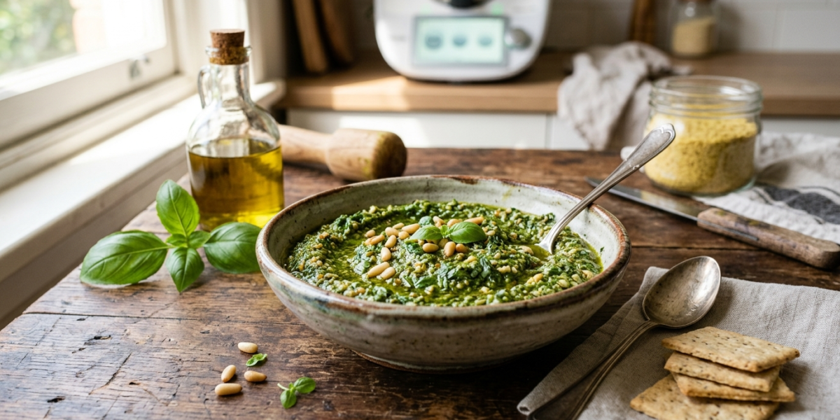 Pesto maison sans gluten et sans lactose réalisé au Thermomix