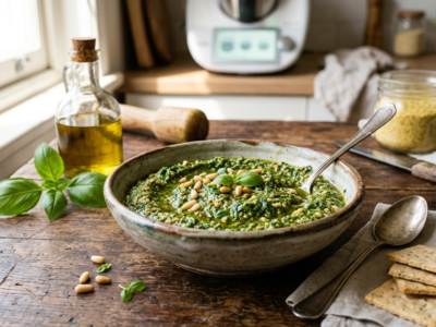 Pesto maison sans gluten et sans lactose réalisé au Thermomix